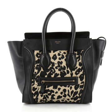 Celine Luggage Handbag Canvas and Leather Mini Black 2443310