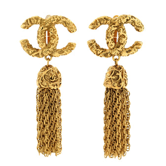 Chanel Vintage CC Chain Tassel Clip-On Earrings Metal