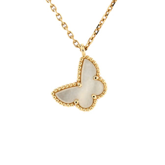 Van Cleef & Arpels Sweet Alhambra Butterfly Pendant Necklace 18K Yellow Gold and Mother of Pearl