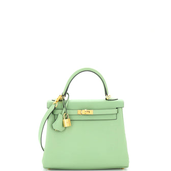 Hermes Kelly Handbag Green Swift with Gold Hardware 25