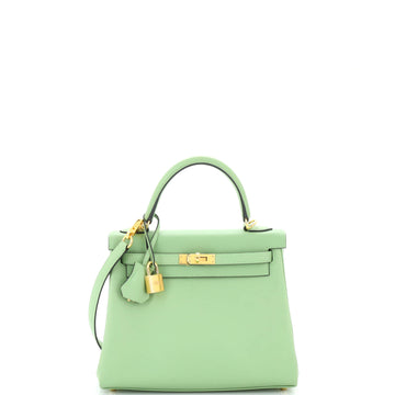 Hermes Kelly Handbag Green Swift with Gold Hardware 25