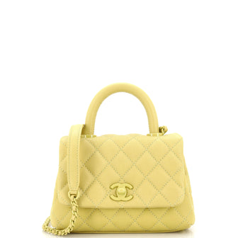 Chanel Coco Top Handle Bag Quilted Caviar Extra Mini