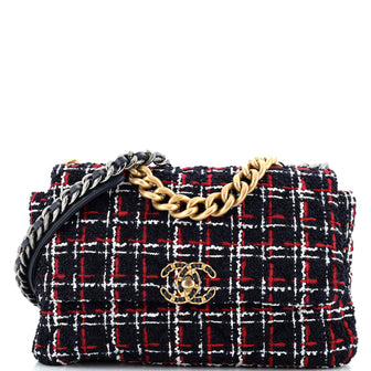 Chanel 19 Flap Bag Quilted Tweed Large