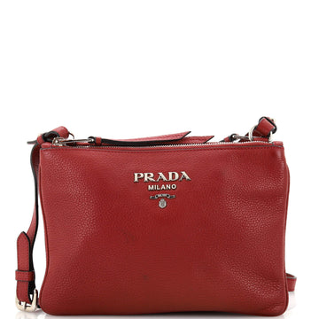 Prada Double Zip Crossbody Bag Vitello Daino Small