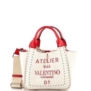 Valentino Garavani Atelier 01 Tote Studded Canvas Small