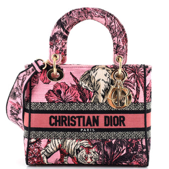 Christian Dior Lady D-Lite Bag Embroidered Canvas Medium
