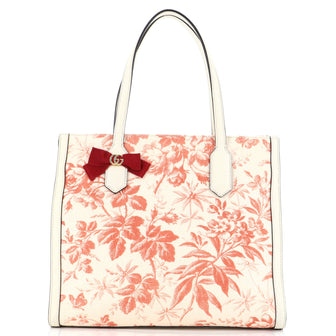 Gucci GG Ribbon Tote Coated Printed Canvas Medium