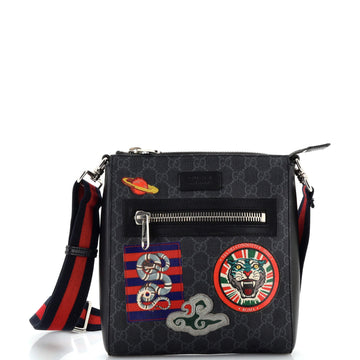 Gucci Night Courrier Zip Messenger GG Coated Canvas with Applique Small