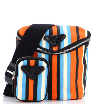 Prada Zipped Triangle Crossbody Bag Printed Canvas