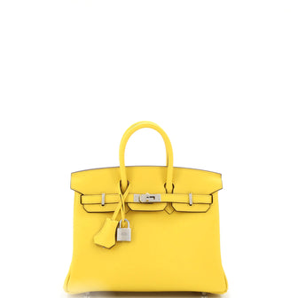 Hermes Birkin Handbag Yellow Swift with Palladium Hardware 25