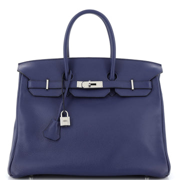 Hermes Sea Surf Birkin Bag Blue Novillo with Palladium Hardware 35