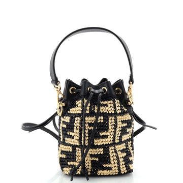 Fendi Mon Tresor Bucket Bag Zucca Raffia Mini