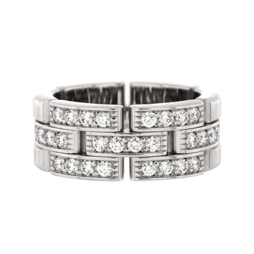 Cartier Maillon Panthere 3 Row Band Ring 18K White Gold with Half Diamonds