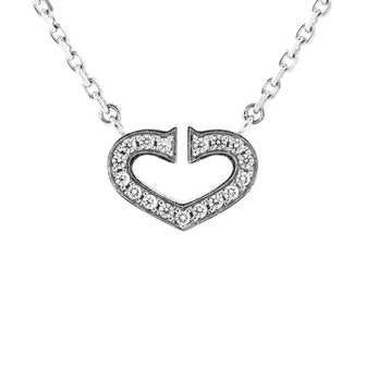 Cartier C Heart de Cartier Pendant Necklace 18K White Gold with Pave Diamonds