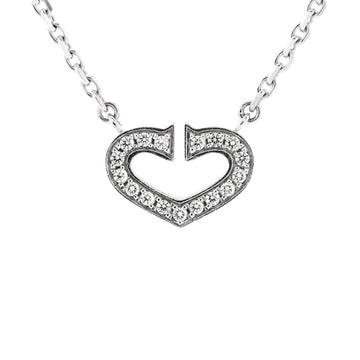 Cartier C Heart de Cartier Pendant Necklace 18K White Gold with Pave Diamonds