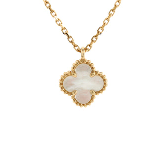 Van Cleef & Arpels Sweet Alhambra Pendant Necklace 18K Yellow Gold and Mother of Pearl