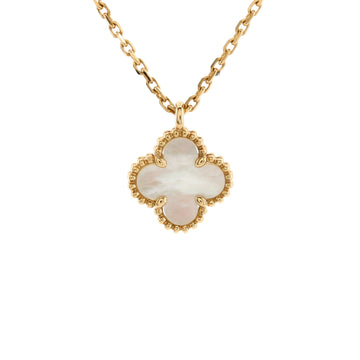 Van Cleef & Arpels Sweet Alhambra Pendant Necklace 18K Yellow Gold and Mother of Pearl