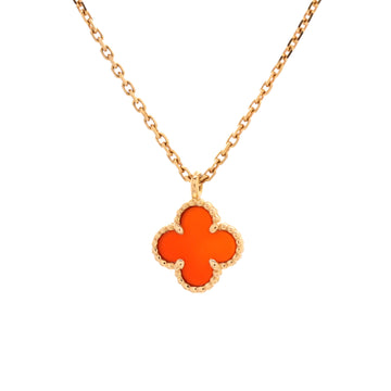 Van Cleef & Arpels Sweet Alhambra Pendant Necklace 18K Rose Gold and Carnelian