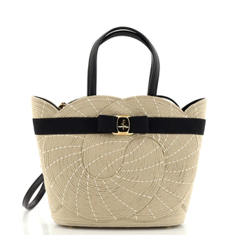 Salvatore Ferragamo Basket Tote Bag Canvas and Leather