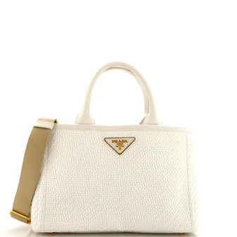 Prada Canapa Convertible Tote Raffia Mini