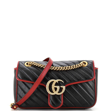 Gucci GG Marmont Flap Bag Diagonal Quilted Leather Small