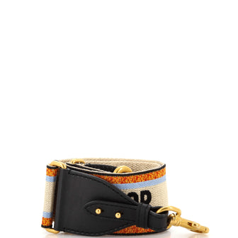 Christian Dior Logo Shoulder Strap Embroidered Canvas