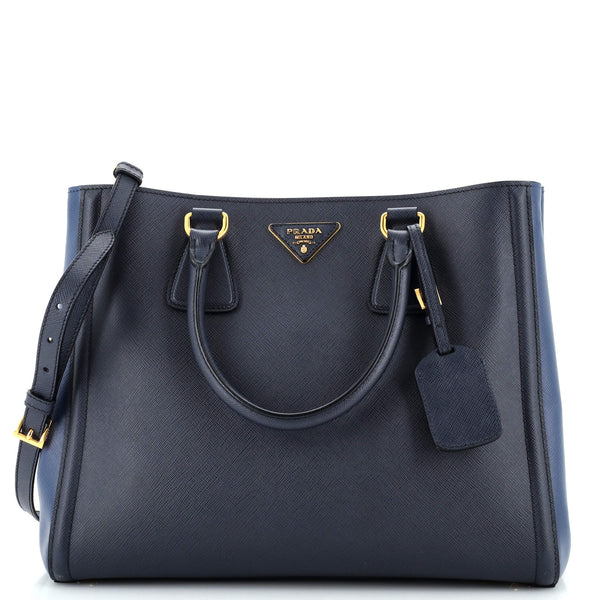Prada Bicolor Lux Convertible Open Tote Saffiano Leather Medium