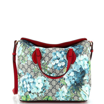 Gucci Signature Fold Over Tote Blooms Print GG Coated Canvas Medium