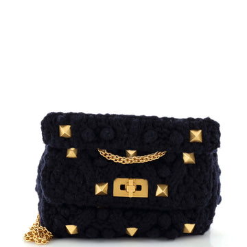Valentino Garavani Roman Stud Flap Bag Knit Crochet Medium