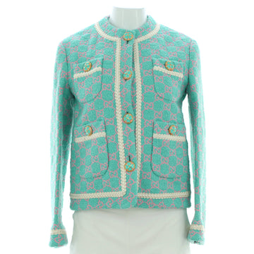 Gucci Women's Four Pocket Collarless Jacket GG Tweed