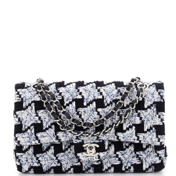 Chanel Classic Double Flap Bag Quilted Houndstooth Tweed Medium