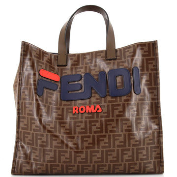 Fendi Mania Logo Shopper Tote Zucca Coated Canvas Large