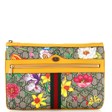 Gucci Ophidia Zip Pouch Flora GG Coated Canvas Large