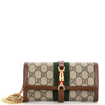 Gucci Jackie 1961 Continental Chain Wallet GG Coated Canvas