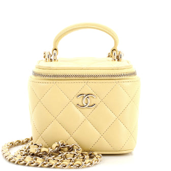 Chanel Classic Top Handle Vanity Case with Chain Quilted Lambskin Mini