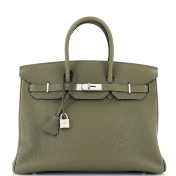 Hermes Birkin Handbag Green Togo with Palladium Hardware 35