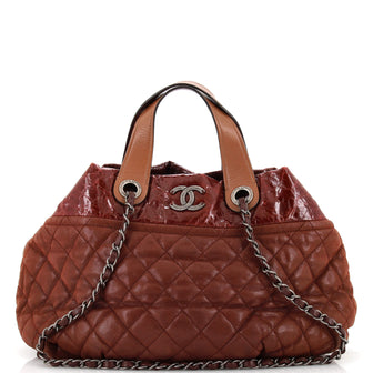 Chanel In The Mix Tote Quilted Iridescent Calfskin Large Brown 244426148