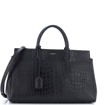Saint Laurent Rive Gauche Cabas Crocodile Embossed Leather Medium