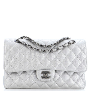 Chanel Classic Double Flap Bag Quilted Metallic Caviar Medium