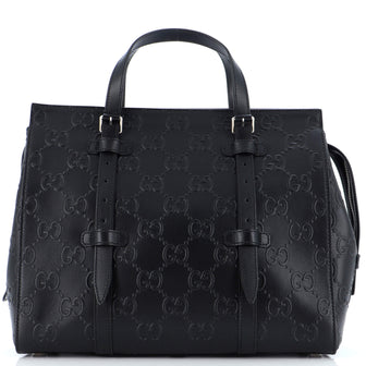 Gucci Tote Bag GG Embossed Perforated Leather
