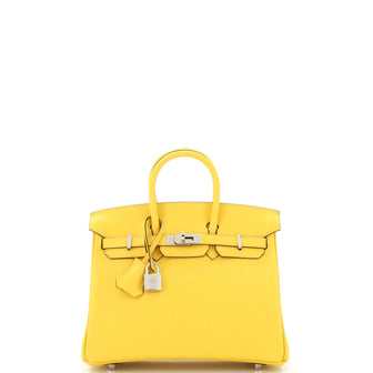 Hermes Birkin Handbag Yellow Swift with Palladium Hardware 25