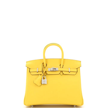 Hermes Birkin Handbag Yellow Swift with Palladium Hardware 25