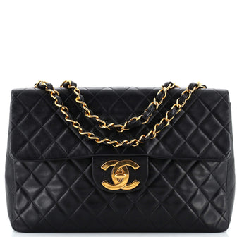 Chanel Vintage Classic Single Flap Bag Quilted Lambskin Maxi