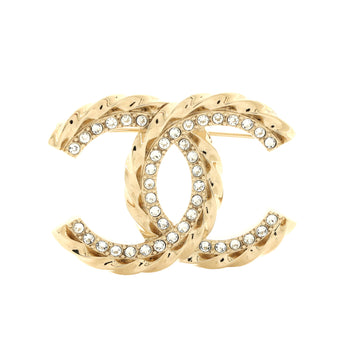 Chanel Twisted CC Brooch Metal with Crystals