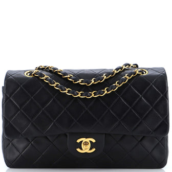 Chanel Vintage Classic Double Flap Bag Quilted Lambskin Medium