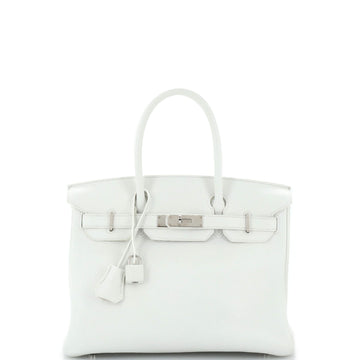 Hermes Birkin Handbag White Clemence with Palladium Hardware 30