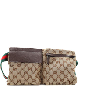 Gucci Vintage Double Belt Bag GG Canvas