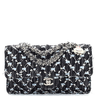 Chanel Data Center Charm Flap Bag Quilted Denim Medium