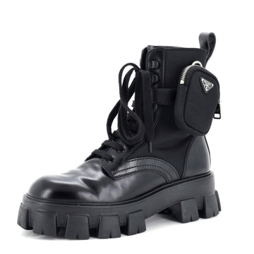 Prada Monolith Combat Boots Leather and Nylon