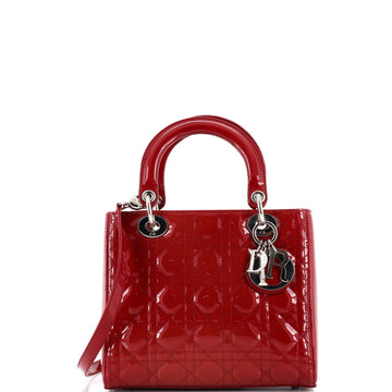 Christian Dior Lady Dior Bag Cannage Quilt Patent Medium